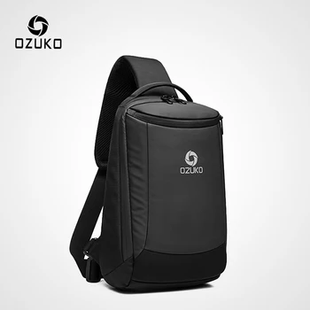

OZUKO New Men's USB Charging Chest Bag Water Repellent Crossbody Bag Male Large Capacity Shoulder Bag Short Trip Messengers Bags