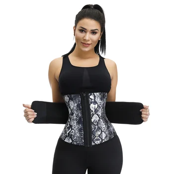 

SHER Waist trainer Latex Belt Snake Print Zipper Big Size Slimming Belt Corsets Slimming Underwear Losing Weight Shapewear