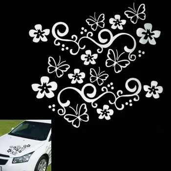 

460 x 270mm 2Pcs Waterproof Universal Flower and Butterfly Car Sticker PVC for Auto Truck