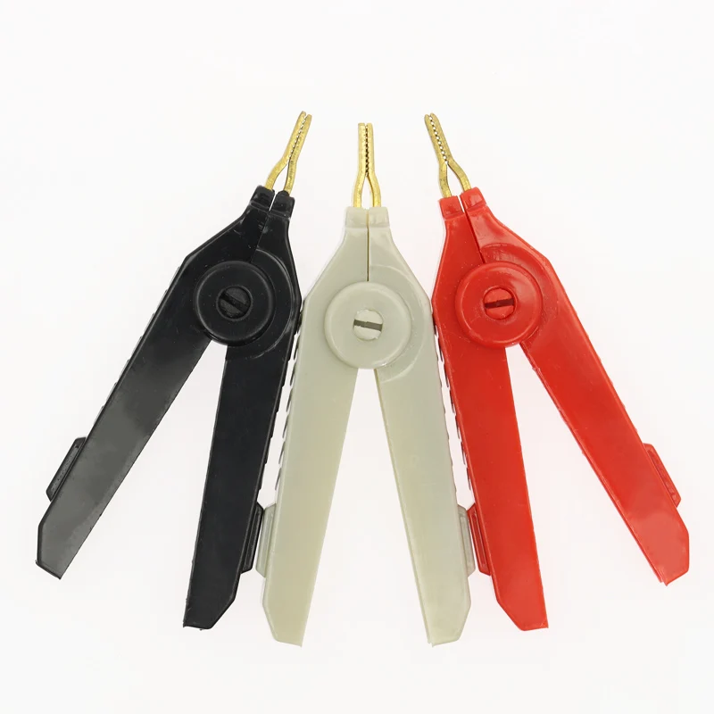 3pcs 90MM 20A Alligator Clip Copper Alligator Kelvin Copper Gold Plated Clip White+ Black + Red