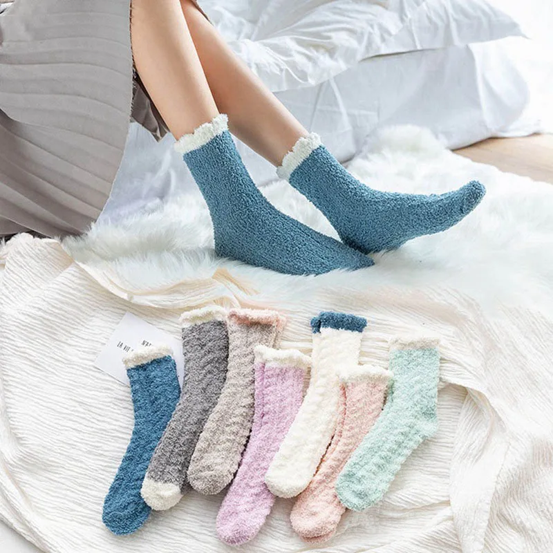 Ladies Women Winter Warm Soft Fluffy Bed Socks Lounge Slipper Coral Velvet Fleece Socks
