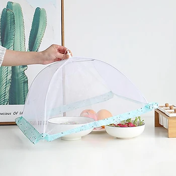 

1pc Kitchen Folded Mesh Food Cover Anti Fly Mosquito Umbrella Hygiene Grid Style Food Dish Cover BBQ Picnic Kitchenware