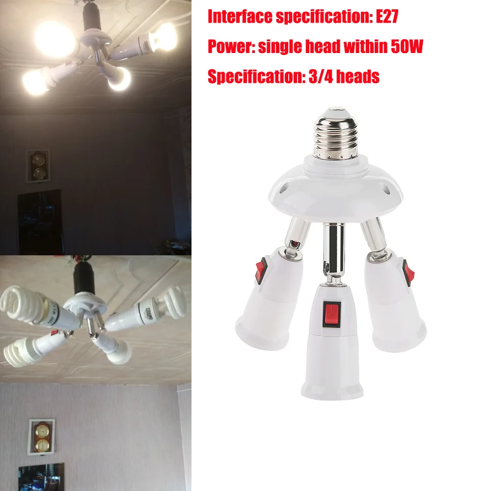 E14/E27 Splitter To 3+1 E27 4 E27 Heads Lamp Base LED Bulb Holder Adapter Socket 