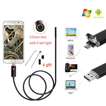 3 в 1 8 мм объектив USB эндоскоп камера IP67 Водонепроницаемый 6 светодиодный OTG Android инспекция видео фотосъемка камера