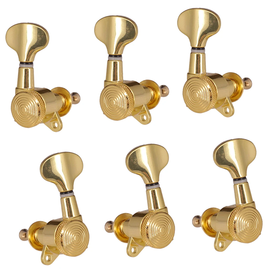 Guitar String Buttons Tuners Fishtail Guitar Lock Tuner Gold 3R3L Tuning Peg