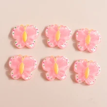 

10pcs 19*21mm Cute Resin Butterfly Charms Flatback Cabochon Resin Embellishments Accessories for Diy Jewelry Making Hair bows