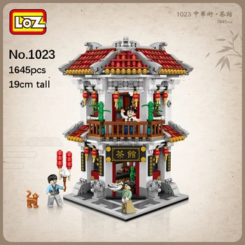 

LOZ 1023 City Ancient Street Chinatown Teahouse Store 3D Model 1645pcs DIY Mini Blocks Bricks Building Toy for Children no Box