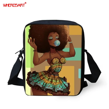 

WHEREISART African Girls Women Crossbody Bag Black Art Afro Pattern Messenger Bag for Girls Purse Small Phone Coin Bags Handbags