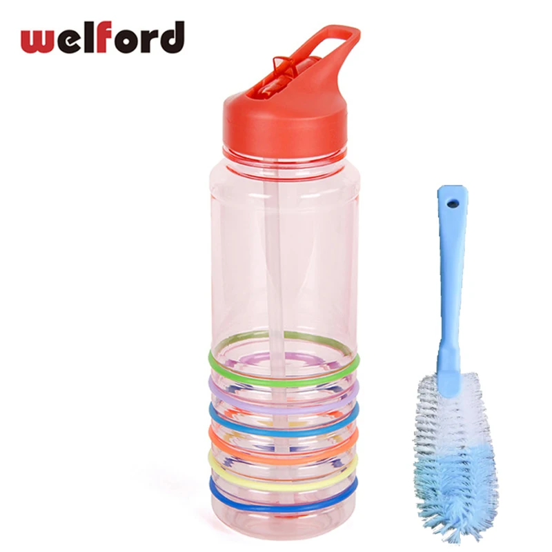 Бутылка для воды креативная Мода Пластиковые Tritan спортивные фляги измерения питьевой бутылки чашка щетка