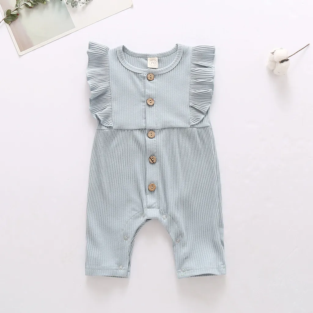 

(3M-18M) baby sleeveless frill solid color pit strip jumpsuit jumpsuit summer ss sleeveless solid color ruffle jumpsuit s4