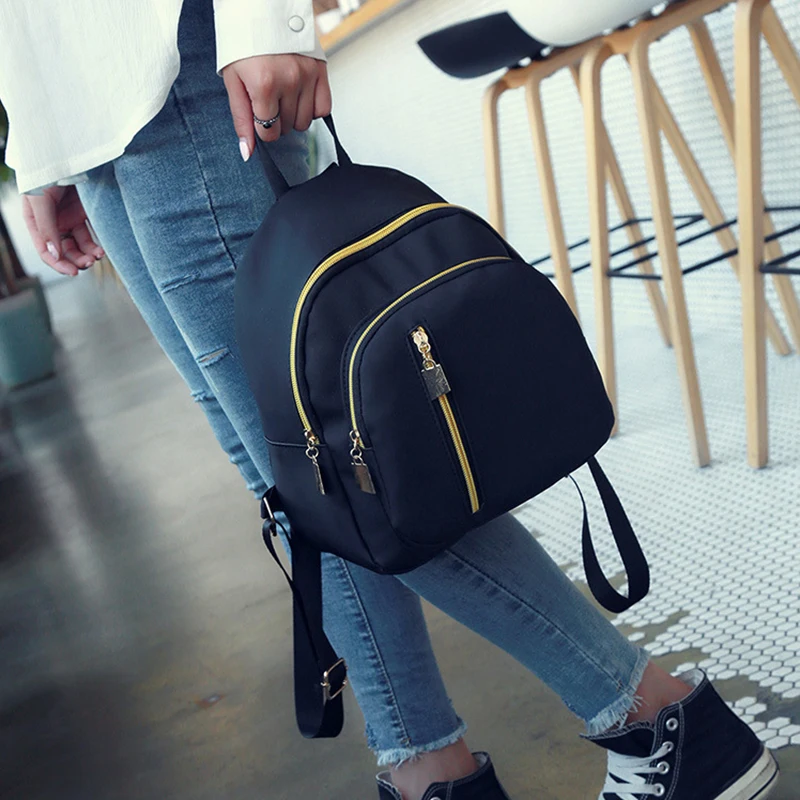 Нейлоновый женский мини-рюкзак для отдыха, водонепроницаемая школьная сумка на молнии, повседневный маленький дорожный рюкзак, женский рюкзак