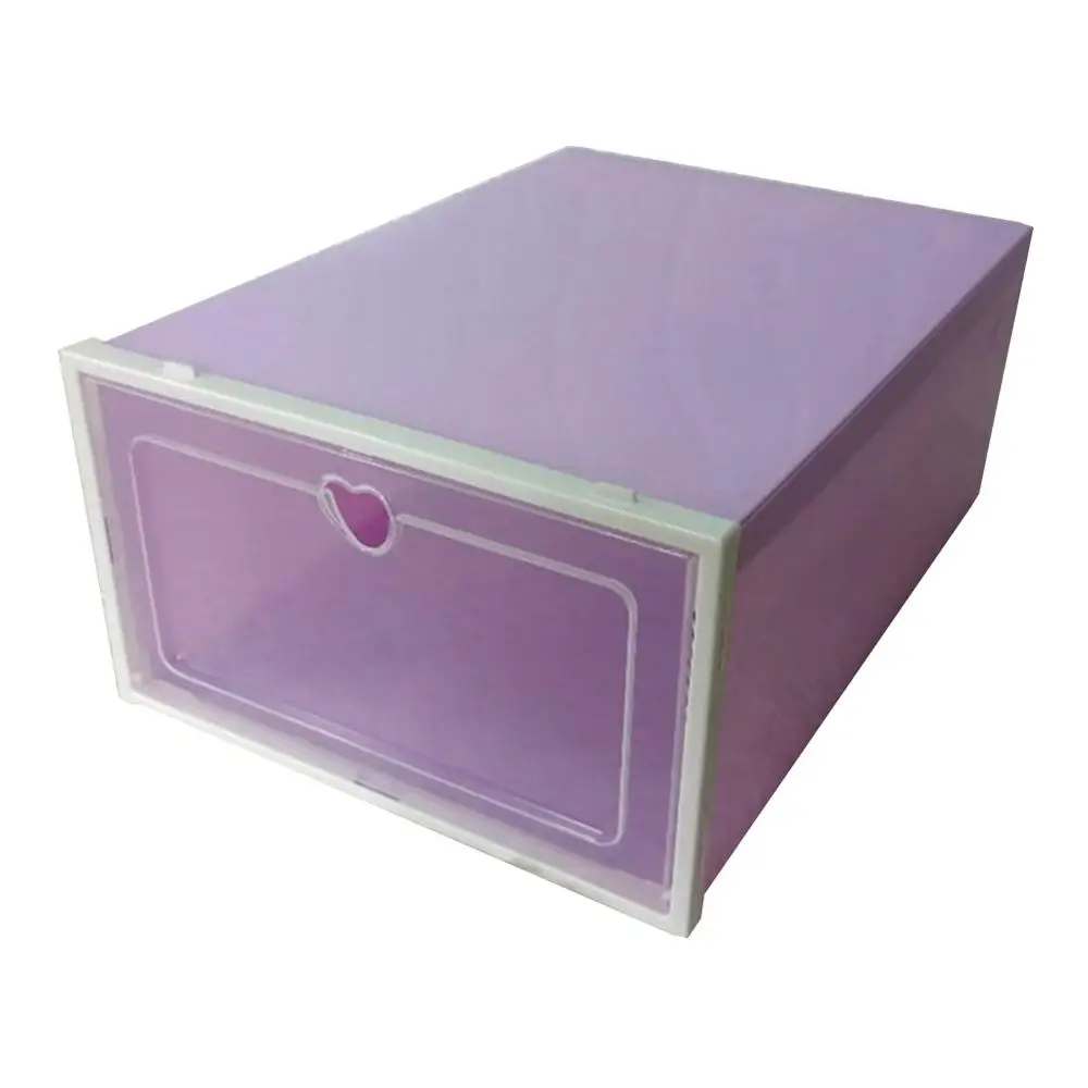 Пластиковая коробка для хранения обуви ящик прозрачный чехол для защиты обуви от пыли ящики для хранения Коробка для хранения обуви коробка для хранения обуви Органайзер - Цвет: Purple