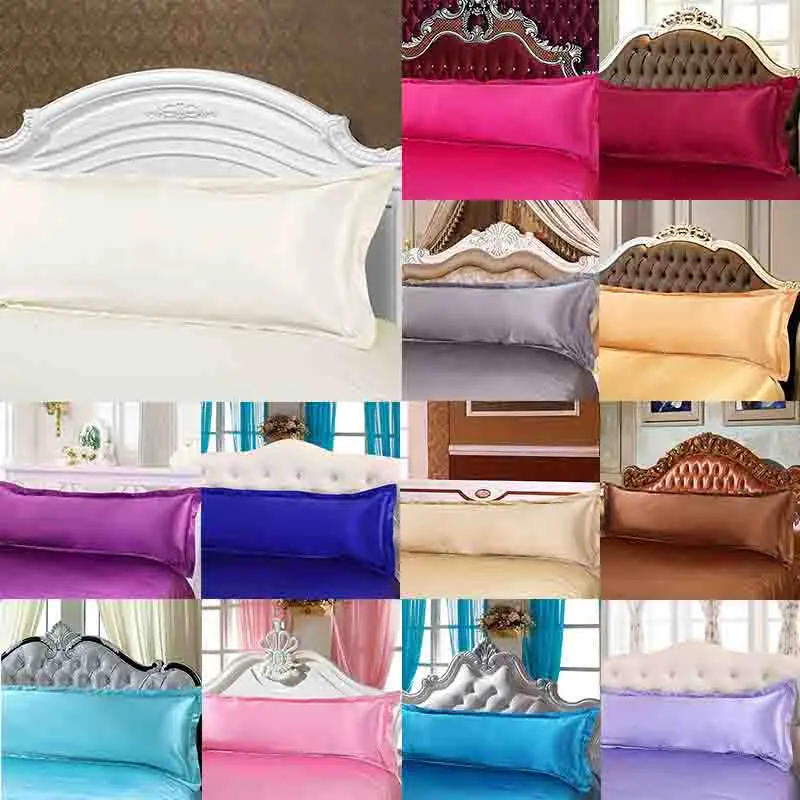 

1.5m Super Soft Pillowslip Bed Smooth Imitate Silk Pillowcase Cozy Comfortable Skin-Friendly Pillow Cover Home Supplies