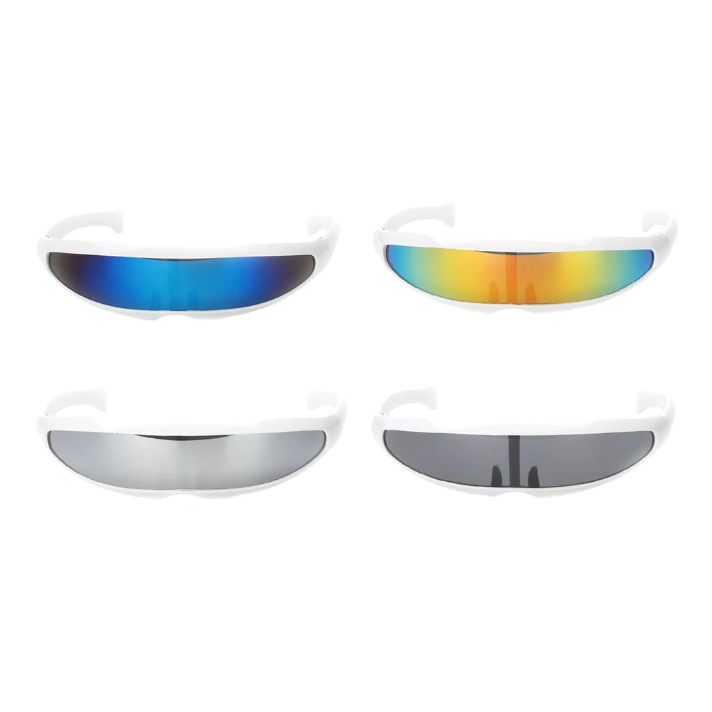 4pcs Gray Yellow Blue Alien Space Robot Cyclops Futuristic Cosplay Costume Novelty Women Men Sunglasses