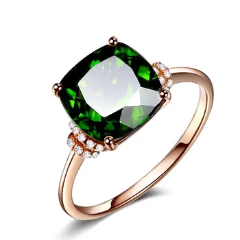 

Brass Plated Silver Emerald Zircon Ring Wedding Engagement Ring Rose Gold Gemstone Ring Jewelry Wholesale