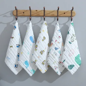 

Baby towel cartoon animals newborn face wash handkerchief superfine fiber toddler cotton gauze wipe cloth children's supplies