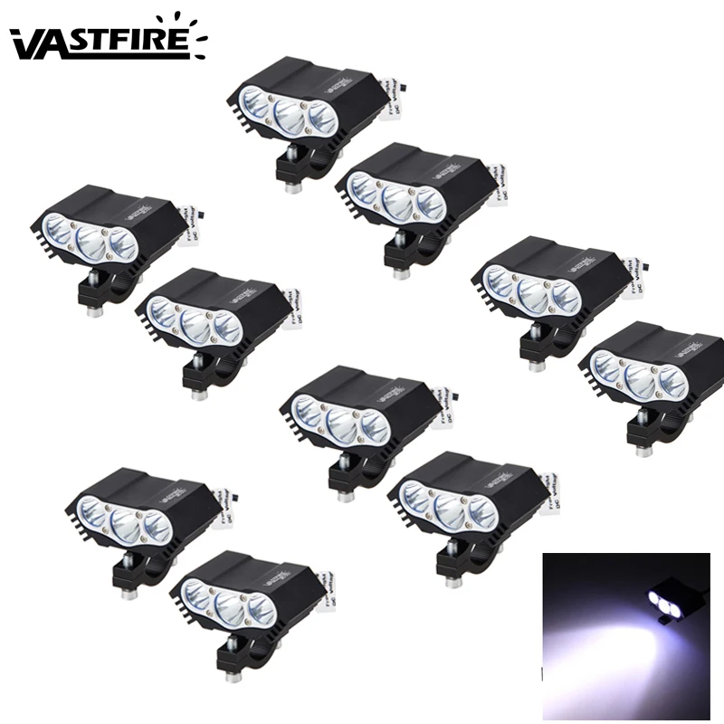 

10PCS/Lot 4000LM 3x XM-L T6 LED Motorcycle Offroad Headlight 30W Spot Work Light Motorcycle Driving Fog Lamp
