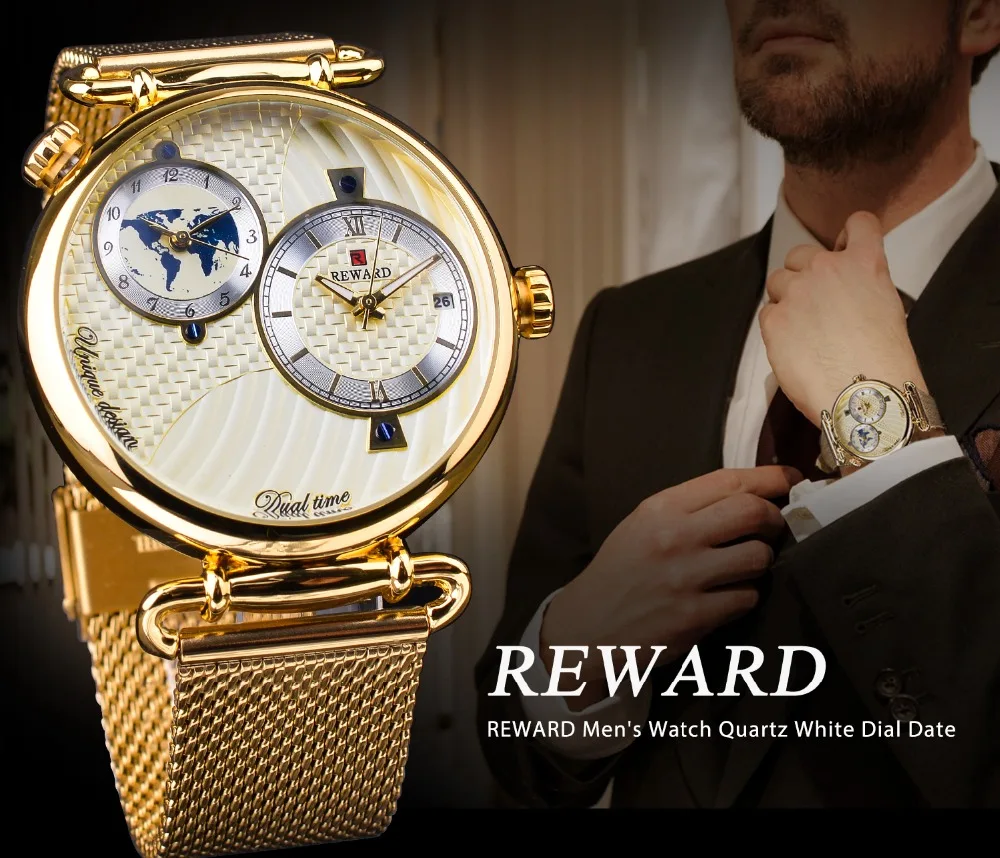 Men Watches 2020 Luxury Top Brand REWARD Gold Watch for Business Quartz Waterproof Wristwatch with Gift Box Montre Homme