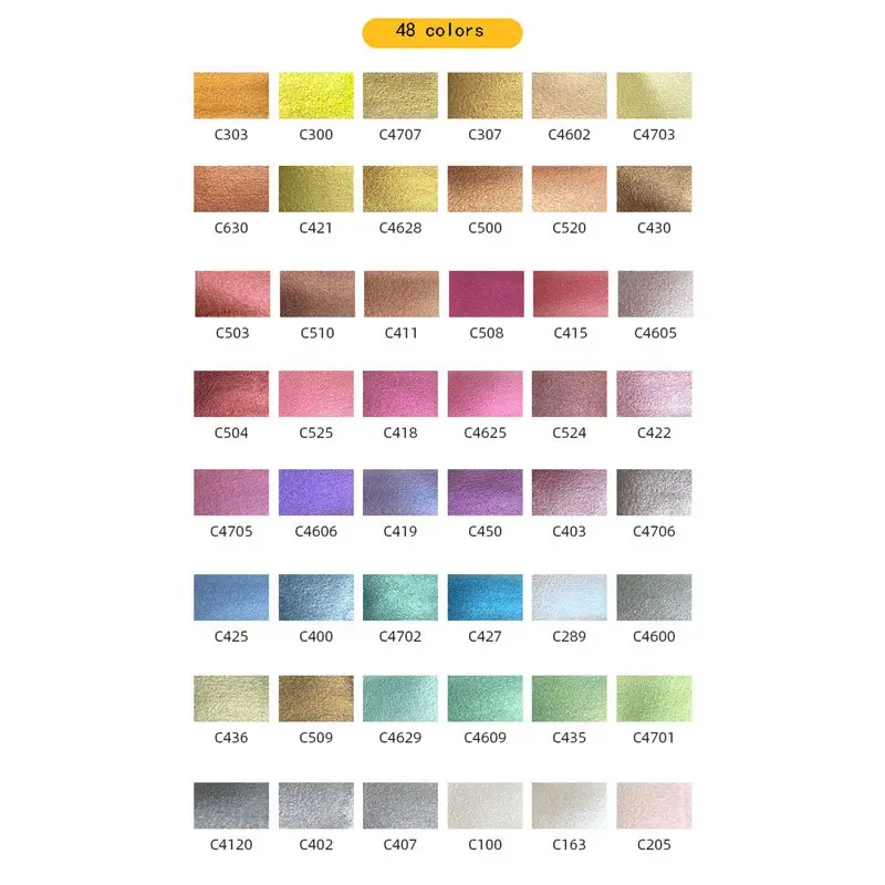 Superior 12/24/48 Colors Solid Metallic Watercolor Paints Set Portable Pearlescent Water Color Pigment Metal Palett Art Supplies