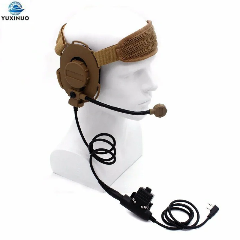 HD03 Тактический наушник Bowman Elite II с двумя контактами PTT в стиле U94 для Kenwood TK3107 Baofeng