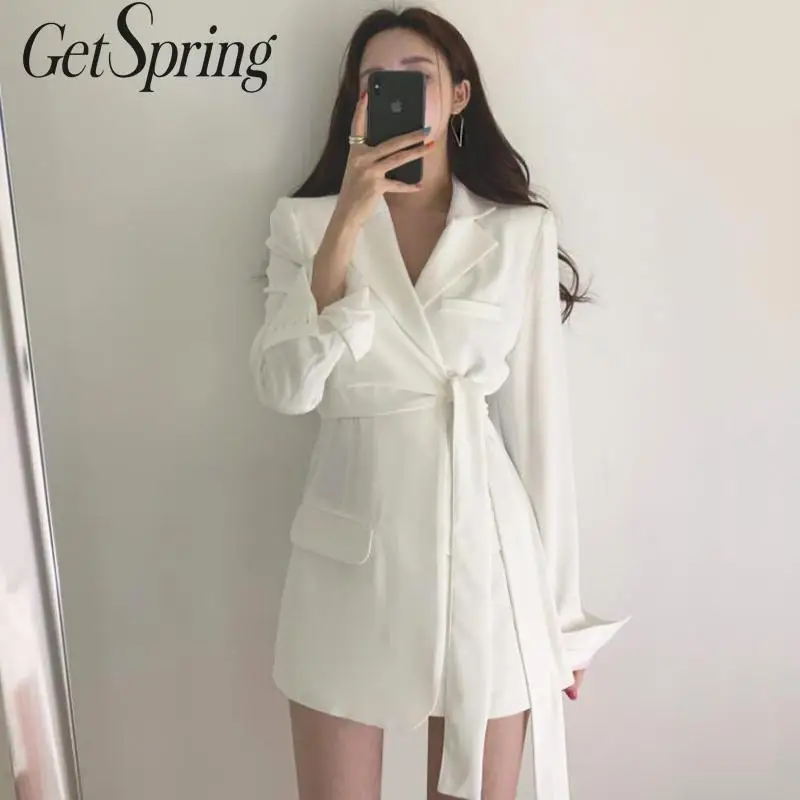 Женский облегающий Блейзер GETSPRING черный белый однотонный Новинка осени