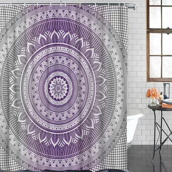 

Hippie Mandala Art Design Bohemian Style Shower Curtain Waterproof Polyester 2 Hook Shower Curtain for Bathroom Decoration