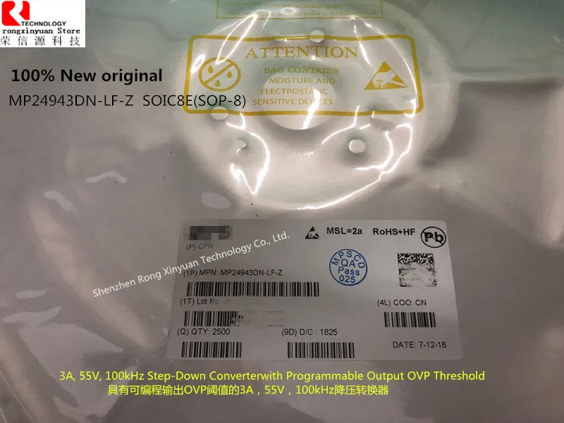 

Оригинальная фотокамера MP24943DN-LF-Z MP24943DN MP24943 SOIC8E. 3 А, 55 в, 100 кГц понижающий преобразователь с программируемым порогом вывода OVP