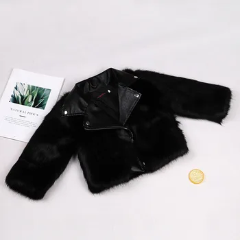 

Benemaker Baby Faux Fur PU Leather Jacket For Girl Winter Fleece Windbreaker 10 12 Year Warm Children Clothing Kid Clothes NA106