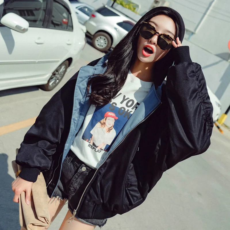 

Main Push 2019 Autumn New Style Short-height Baseball Uniform Coat Fashion Korean-style Double-sided Wear Hooded Deconstructable
