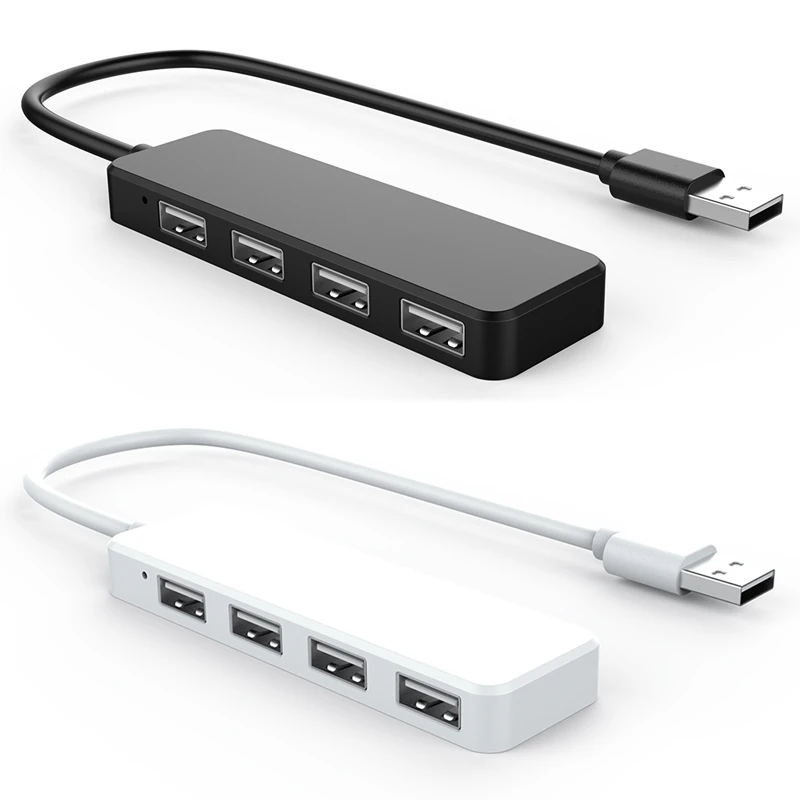 2 шт ультра тонкий usb-хаб 4-Порты и разъёмы USB 2,0 концентратор белого и черного цвета