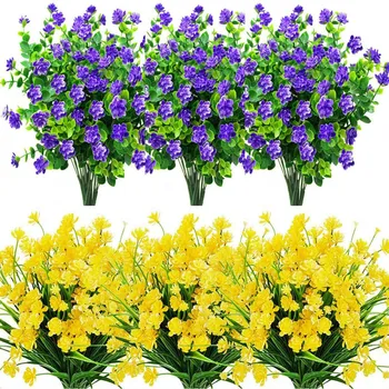 

16Pcs Artificial Flowers Outdoor UV Resistant Shrubs Plants for Hanging Planter Home Wedding Porch Window Decor