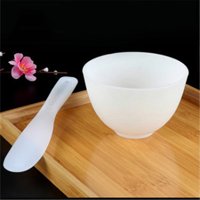 1 Set DIY Silicone Mask Bowl Mask Brush Spoon Set Gauge Compression Makeup Beauty Tools Kit Facial Masks Care SPA Bowl Tools - Цвет: White  2pcs