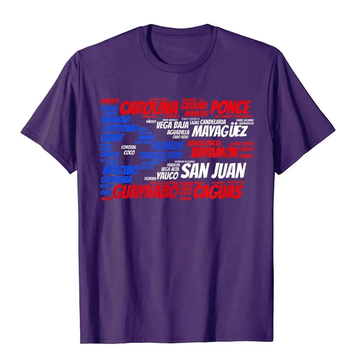 Puerto Rico Flag with City Names San Juan Word Art T-Shirt__97A1231purple