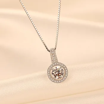 

S925 Women's Necklace Silver Accessories Micro-Inlaid Zircon Crystal Pendant 925 sterling silver necklace white gold necklace