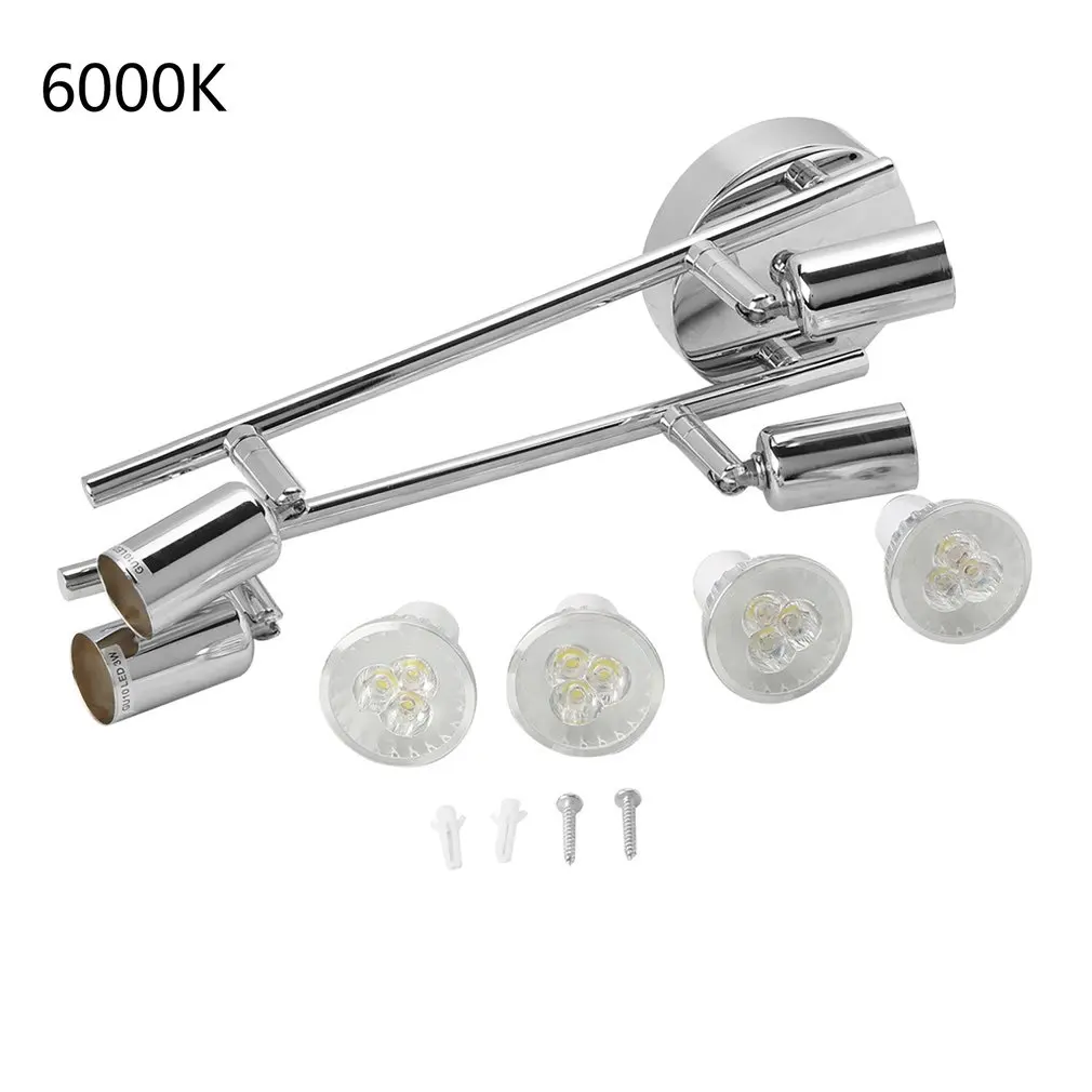 

4-head Rotational Spotlight Ceiling Bar Light Fixture GU10 Satin Nickel SP12 Indoor Decoration Ceiling Lamp