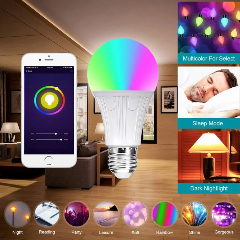 Умная wi-fi-лампочка 7 Вт RGB+ W волшебная осветительная лампа, лампа, совместимая с Amazon Alexa и Google home, IFTTT Голосовое управление