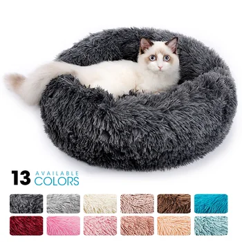 

Fulfill Via US Warehouse Super Soft Pet Bed Kennel Dog Round Cat Winter Warm Sleeping Bag Long Plush Puppy Cushion Mat
