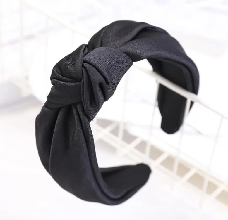 Новая классическая головная повязка для женщин высокого качества плотная повязка на голову для девочек винтажный тюрбан осенние аксессуары для волос - Цвет: black hairband