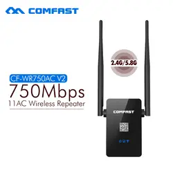 COMFAST двухдиапазонный wifi ретранслятор 750 м 802.11AC 2,4G/5,8G wifi роутер Wi-Fi Roteador Expander Wi-Fi CF-WR750AC-V2 ac wifi ретранслятор