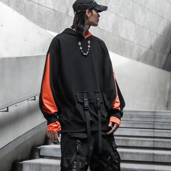 

Hip Hop Hit Color Splice Long Sleeve T-Shirts Mens 2020 Spring Casual Tops Tee Fashion Skateboards Streetwear Tshirt High Street
