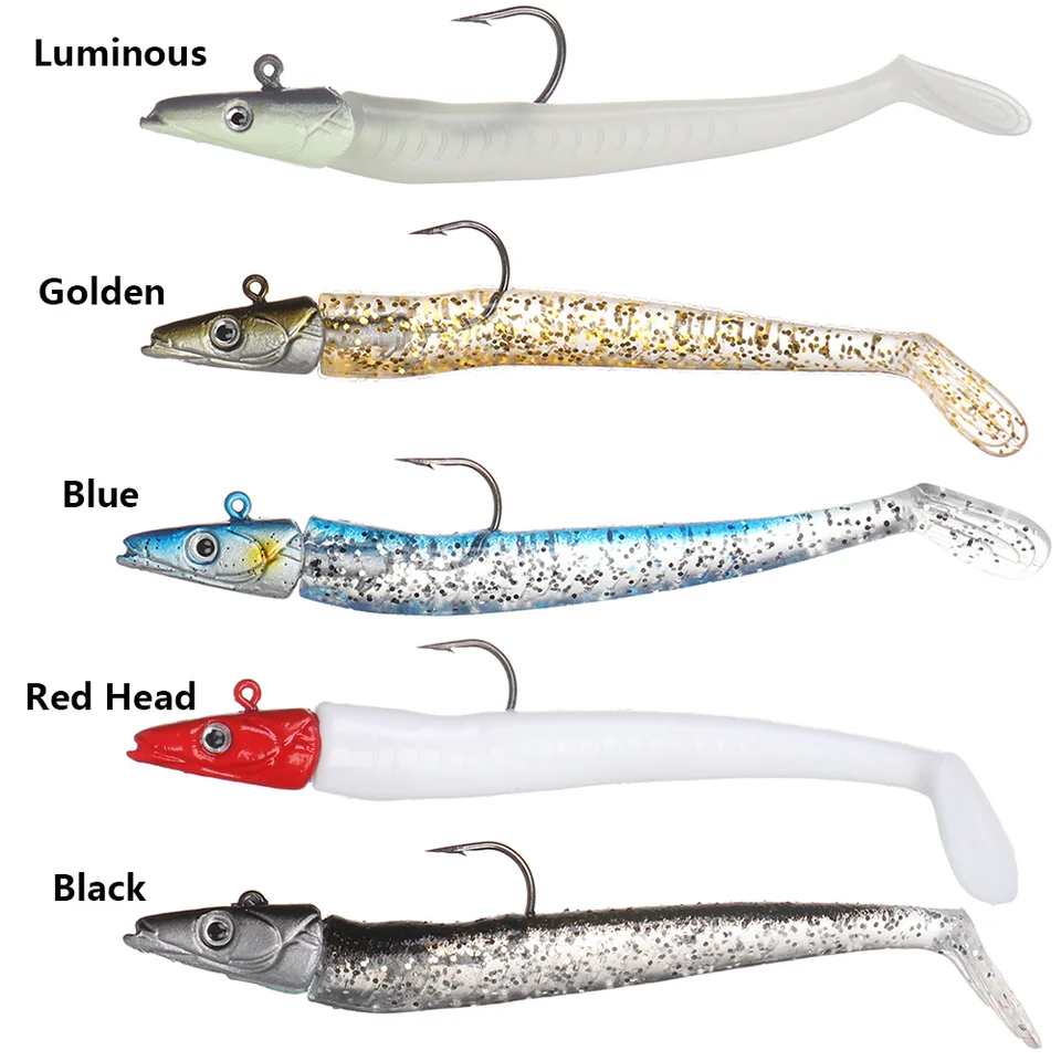 10/5PCS Soft Silicone Luminous Crazy Fish Sand Eel Wobbler Lure With Hook Bait Kit For Outdoor Fishing Accessories_voghion.com