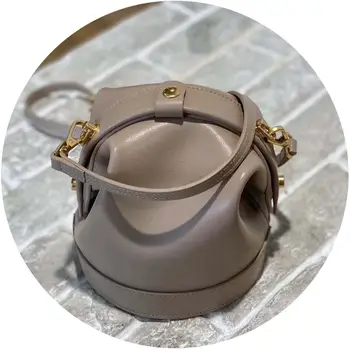 

real leather small bucket bags Casual shoulder bags real cow Leather crossbody bags