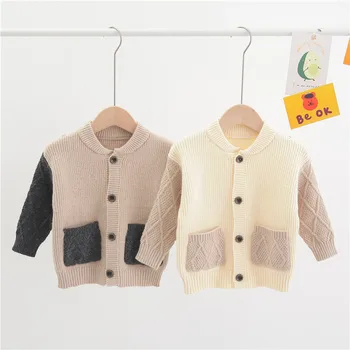 

2021 New Autumn Kids Sweaters Boys Girls Cotton Knit Cardigans Baby Children Color Block Cardigan Fashion Children Outwear