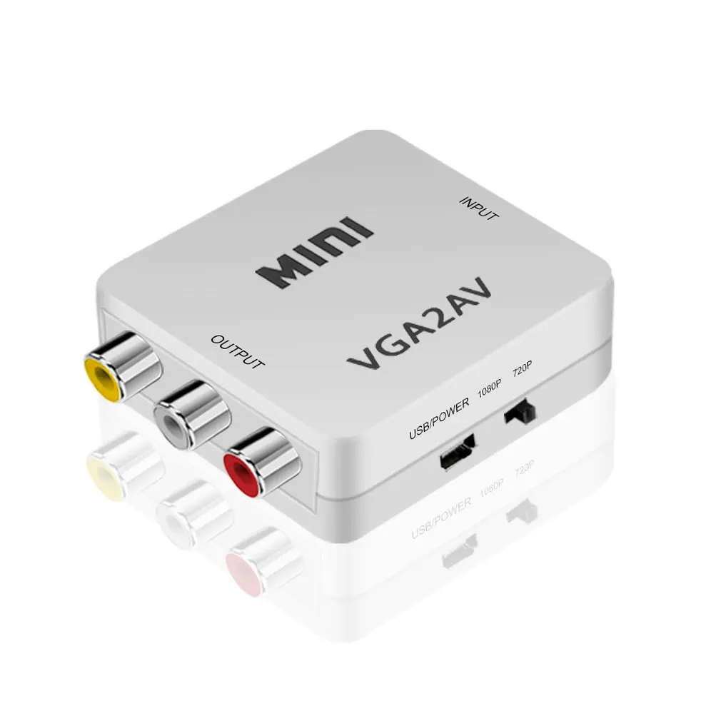 1080P HDMI Mini VGA в RCA AV композитный адаптер конвертер с 3,5 мм аудио VGA2AV/CVBS+ аудио ПК в HDTV монитор конвертер