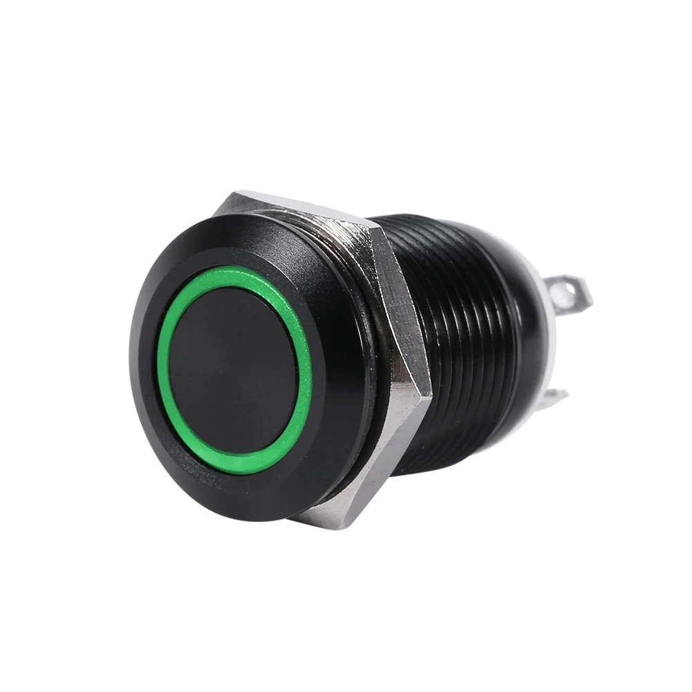 Car 12mm 2A 3V Copper plating silver pin terminals LED Light Momentary Push Button Switch Toggle Black Case dust and waterproof |