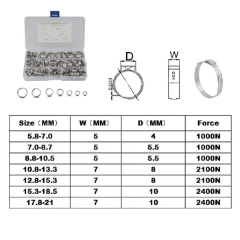 

80pcs/Set Hose Clamp Classification Kit 304 Stainless Steel O-Clamp Fuel Line Made Of High Quality Material