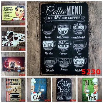 

2020 Italiano Coffee Metal Signs Idea Tea Plaque Metal Vintage Wall Decor For Kitchen Bar Cafe Retro Posters Iron Painting