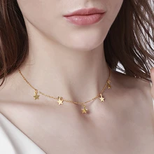 Vnox темперамент звезды чокер золотой тон нержавеющая сталь ожерелья для женщин откровенные ювелирные изделия