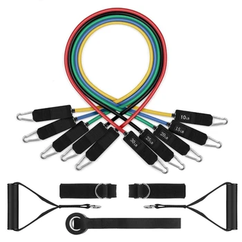 

11Pcs Resistance Bands Set Including Stackable Exercise Bands with Door Anchor Foam Handle Foot Ring&Carrying Case
