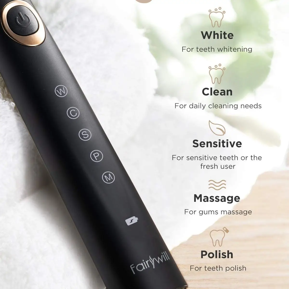 Fairywill Sonic Electric Toothbrush FW-508 USB Charger IPX7 Waterproof Electronic Toothbrush with 8 Replacement Brush Heads 4